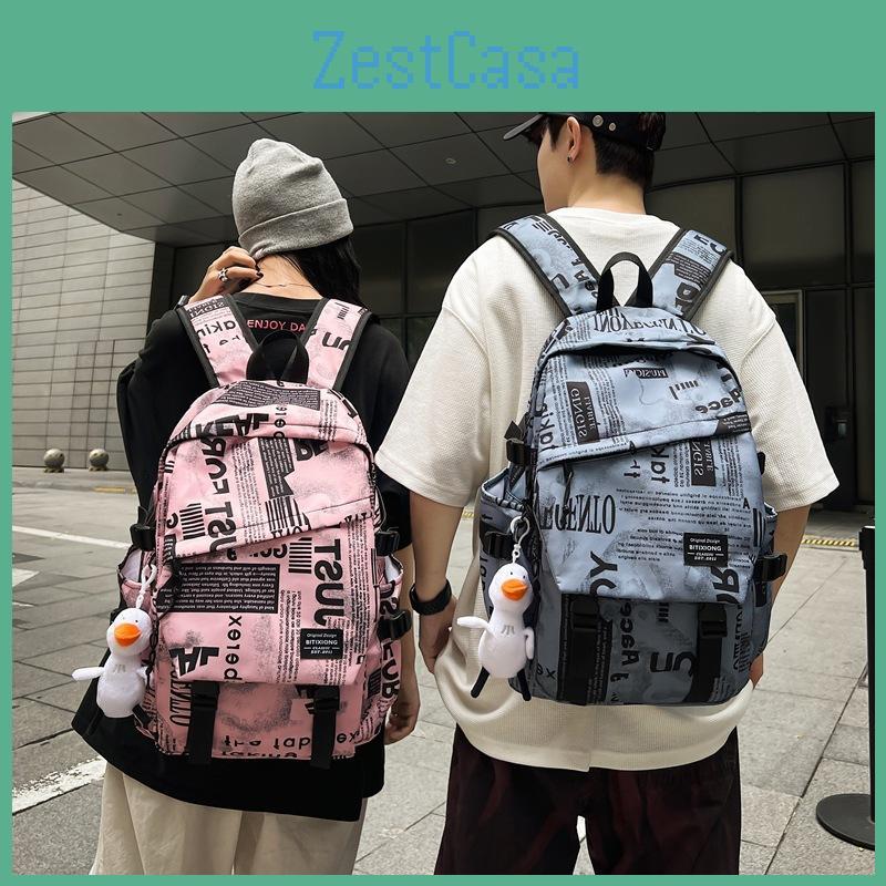 Unisex Letter Graffiti Backpack With Multiple Pockets For School Campus And