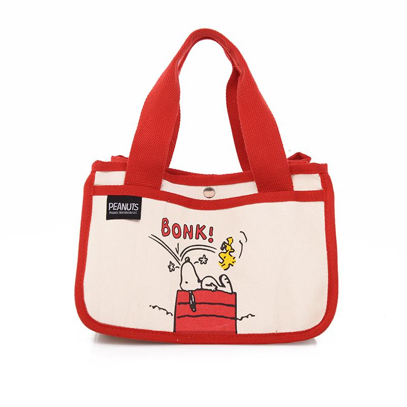 Cute canvas small square bag, popular versatile office worker bento bag niche large-capacity cute tote bag