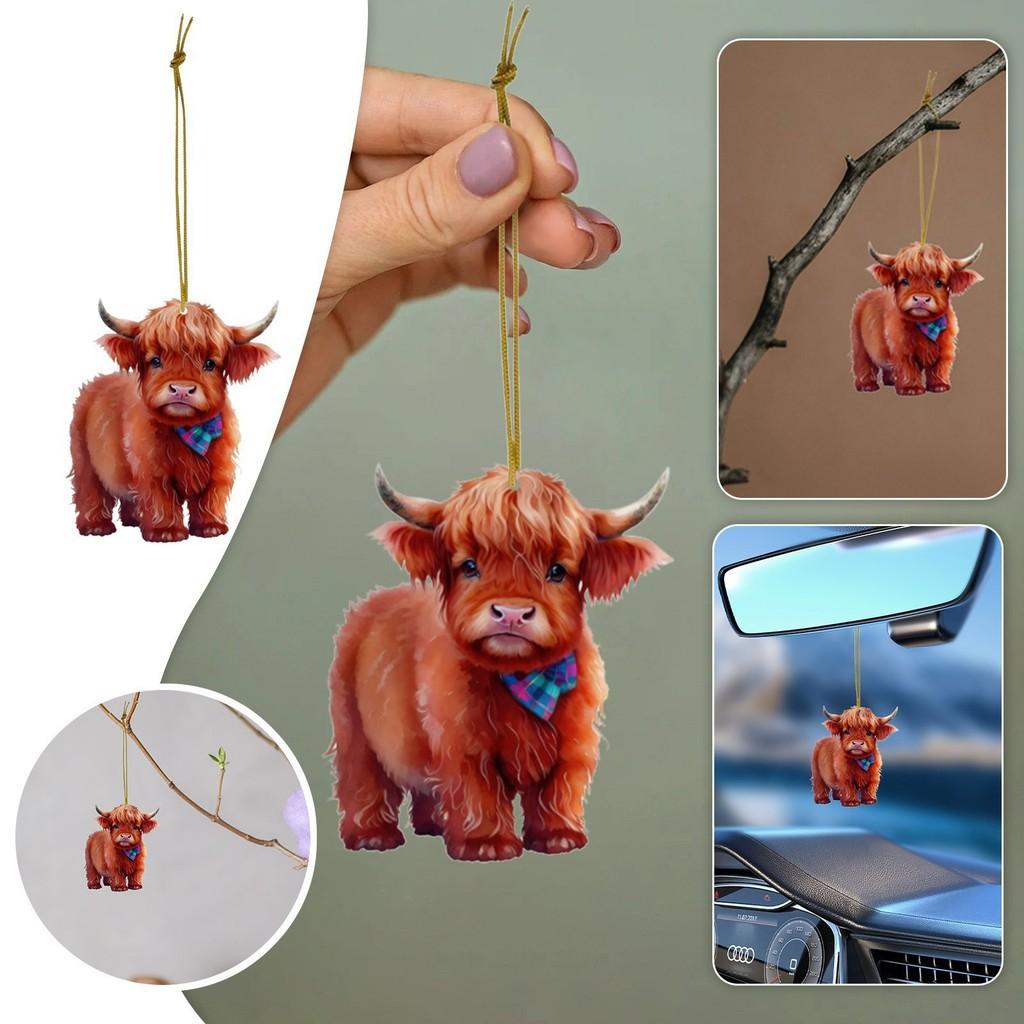 Acrylic Playful Cow Car Pendant For Eyecatching Vehicle Interior Accessories
