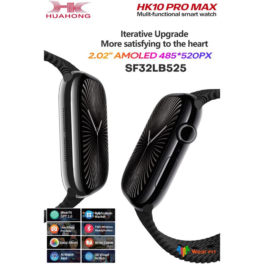 HK10 PRO MAX 2,02 calowy AMOLED Smartwatch Męski Damski Kompas ChatGPT 2.0 Czujnik Grawitacyjny Menu 3D Album Smartwatch HK9 Ulepszenie