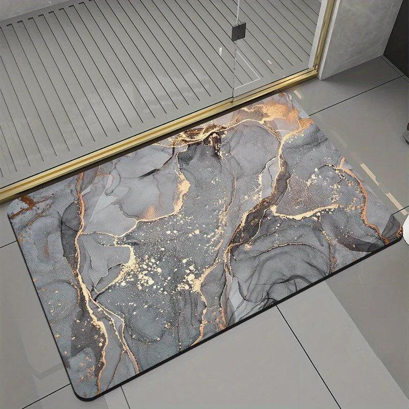 Modern Marble Printed Bathroom Floor Mat Absorbent Non Slip Bathtub Rug Decorative Carpet Bathhouses Accessories Home Room Decor