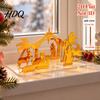Christmas Party Supplies Acrylic Nativity Scene Ornament Manger Tabletop Decor Gold Desktop Decoration Elegant Holiday Home Display And Festive