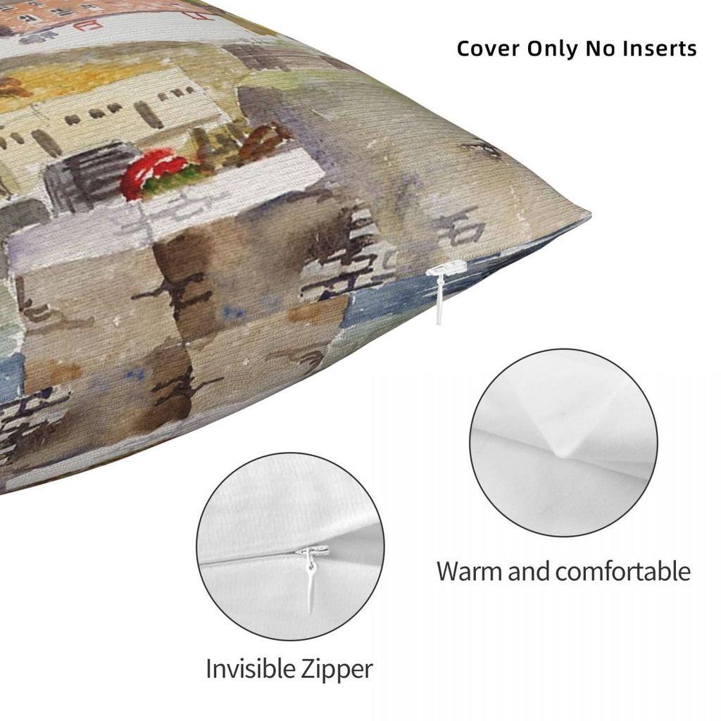 Mevagissey Cornwall Square Pillowcase Polyester Linen Velvet Creative Zip Decorative Throw Pillow Case Sofa Cushion Cover