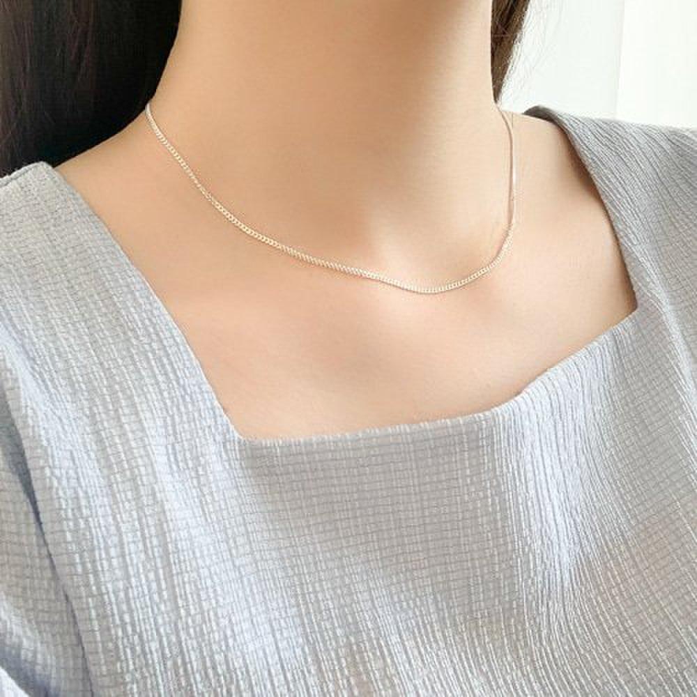 

92.5 Silver Silk Square Curb Chain Necklace Silver (unplated) / Size: 41cm