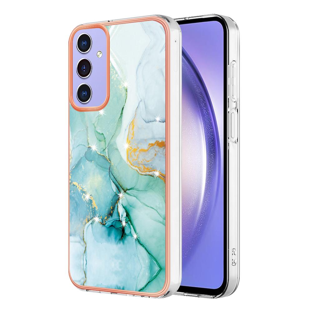 

For Samsung Galaxy A15 5G TPU Case with IMD Marble Pattern Electroplated Back Cover Green 003