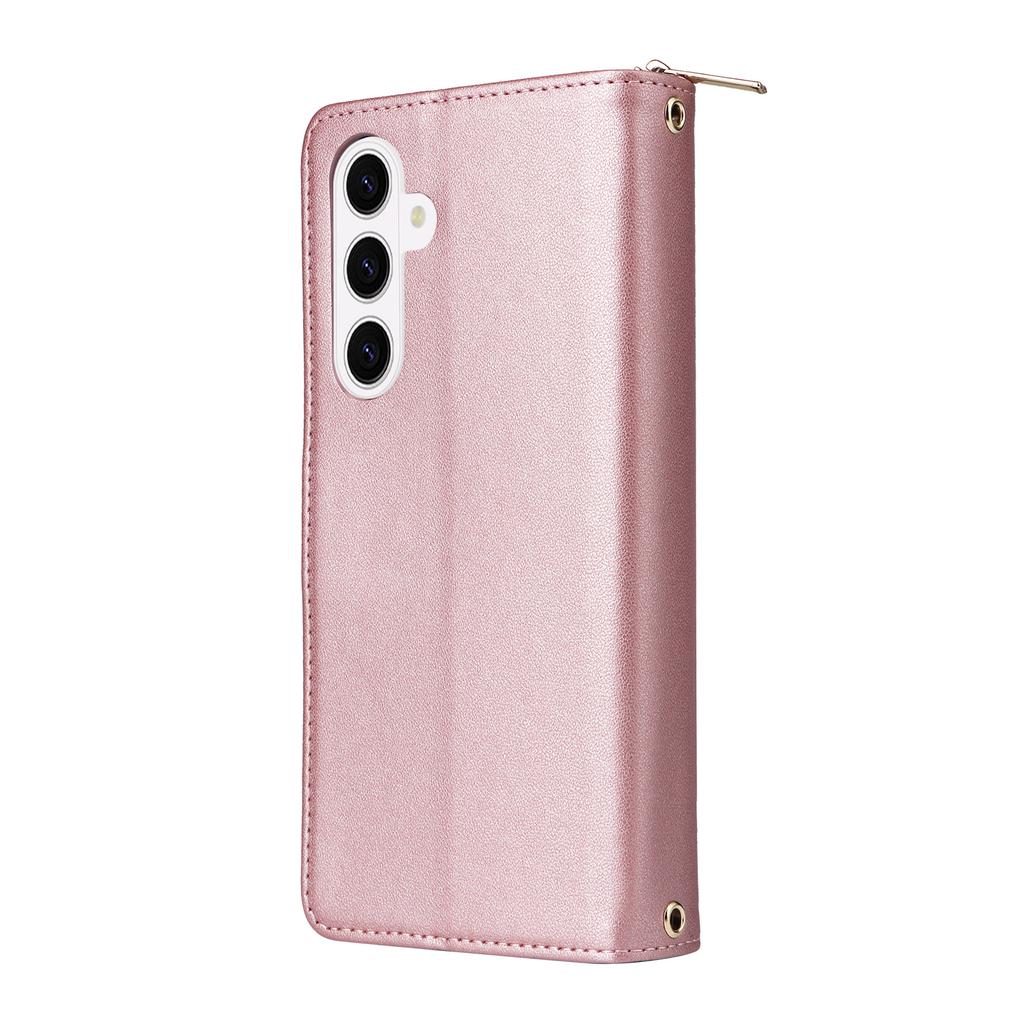 For Samsung Galaxy S26/S26 Pro Case 9 Card Slots Zipper Pocket PU Leather Phone Cover with Wrist Strap