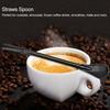 Stainless Steel Metal Drinking Straw Spoon Resuabl Washable Stirring Scoop Black