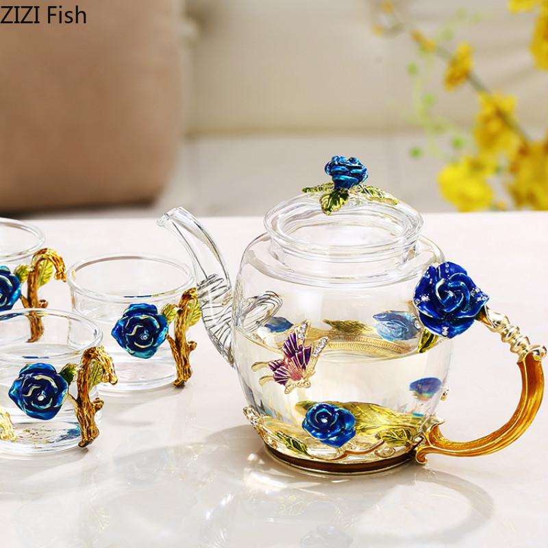 Glass Kung Fu Tea Set Teapot Seven-piece Set Tea Set Suit European Style Household Tea Set Gift