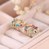 Women's Crystal Rainbow Stone Heart Nut Earrings Vintage Wedding Jewelry Yellow Gold Color Luxury