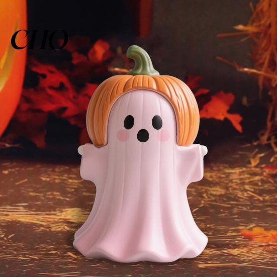 Exquisite Halloween Craftsmanship Statue Pumpkin Ghost Shape Figurine Pink Desktop Ornament Resin Handheld Tabletop Decoration Durable