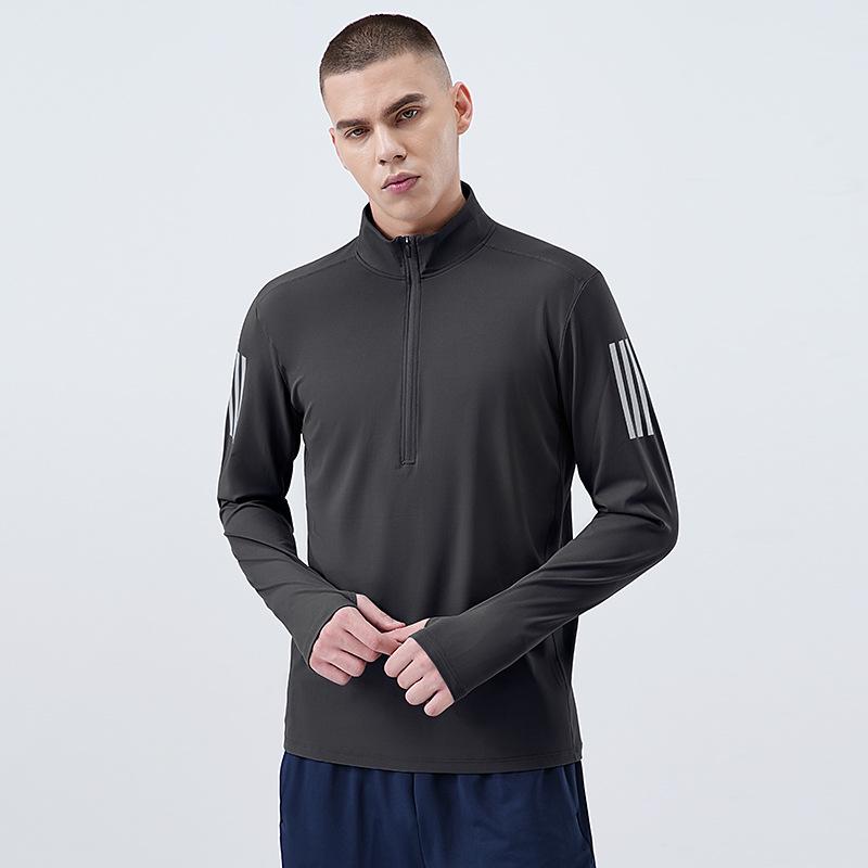 Men's Quick-Dry Elastic Long Sleeve Training Sweatshirt with Stand Collar and Half Zip