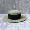 French Retro Salted Seaweed Hollow Woven Large Brim Flat Top Top Hat Men'S And Women'S Summer Outing Shading Straw Hat