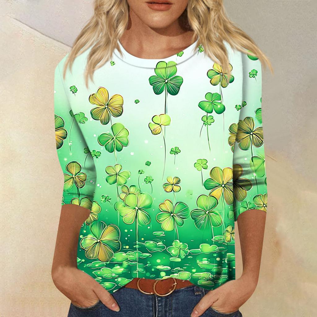 Dámský módní ležérní svetr s kulatým výstřihem a tříčtvrtečním rukávem s potiskem Saint Pao