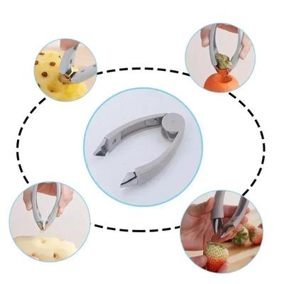 Household Kitchen Multifunctional Fruit Stem Remover Creative Stainless Steel Pineapple Eyeless Tweezers Pointed Strawberry Clip