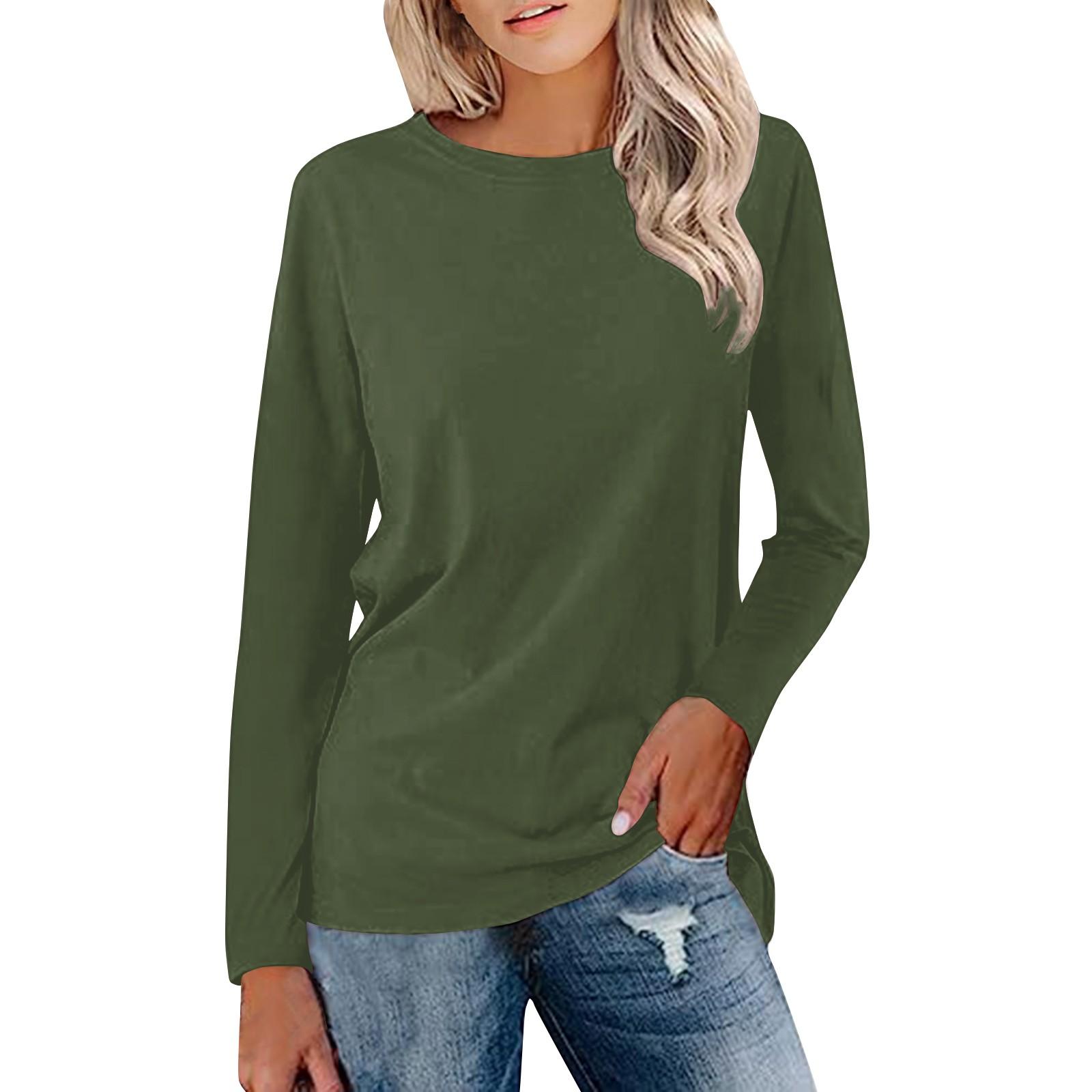 

Women s Loose Casual Casual Long Sleeve Round Neck Collar Color T-Shirt Top M