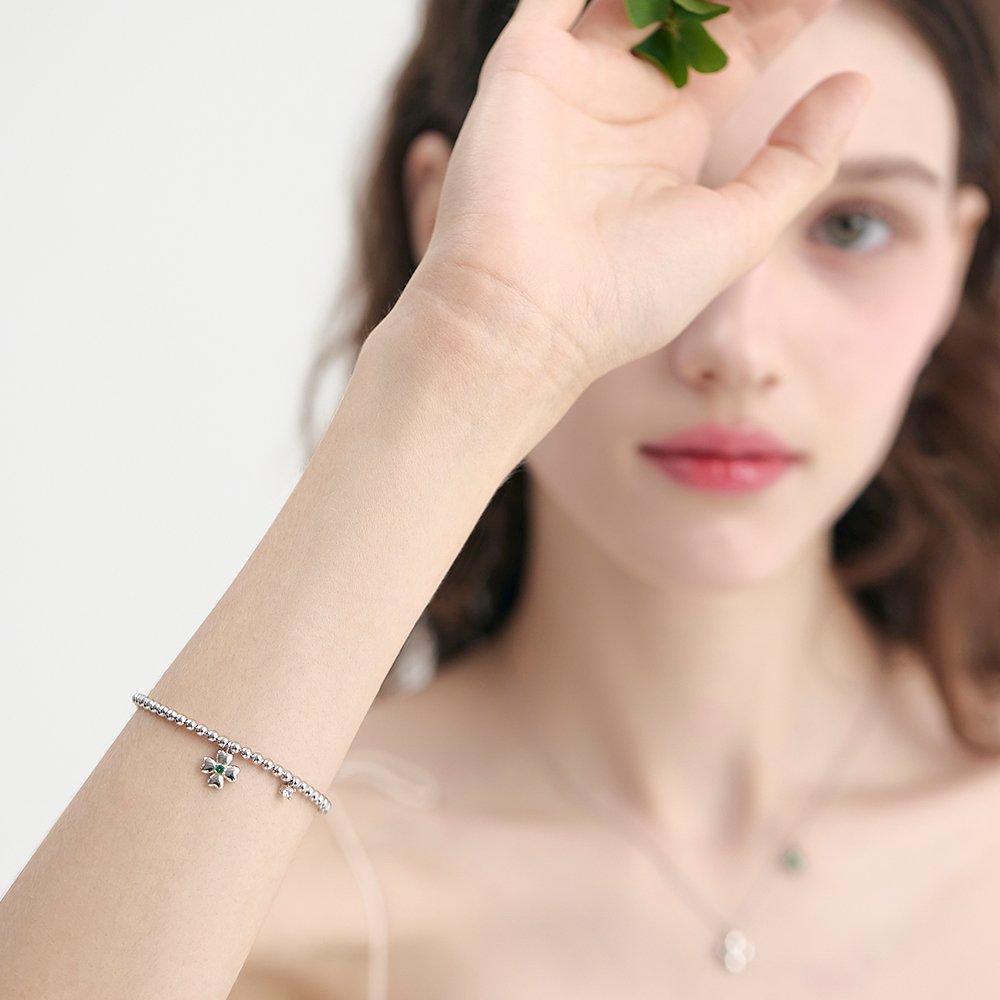 [Rosemont] Silver Clover Ball Bracelet Ra24B22J
