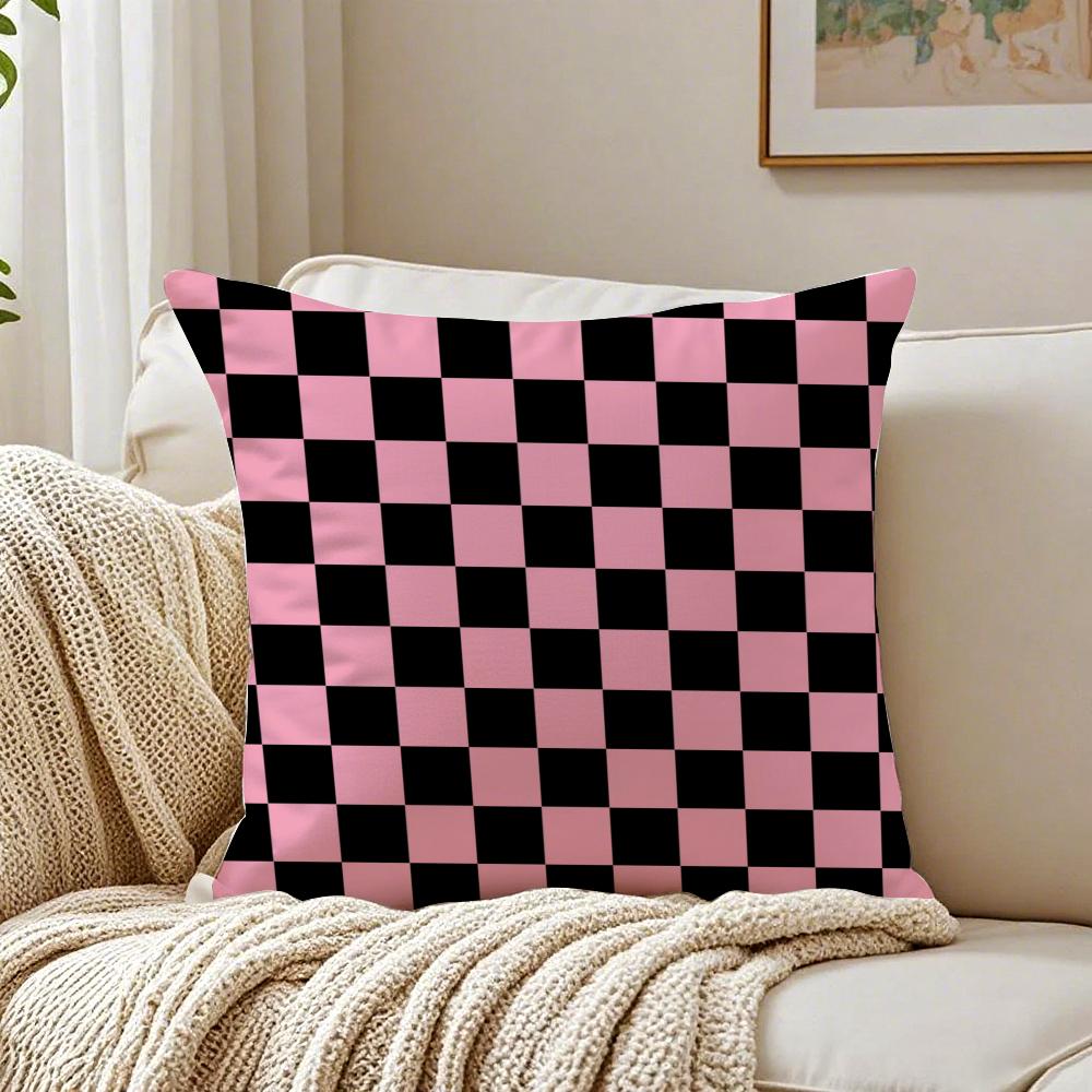 Fashion Checkerboard Plaid Classic Trendy Textile Cushion Cover Pillowcase Antidustmite Living Room Sofa Decor Cushion Room