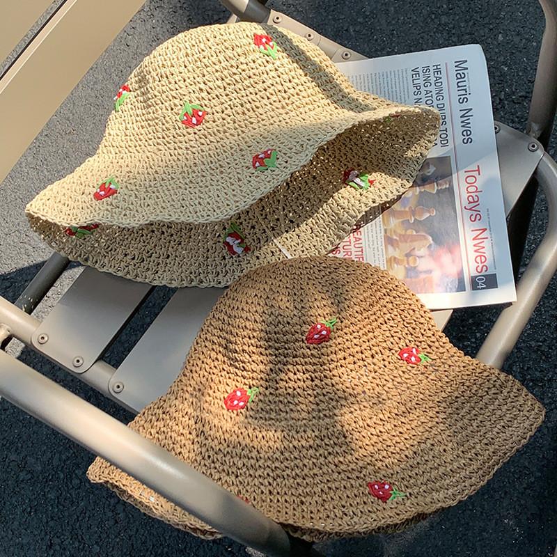 Stylish Woven Straw Hat For Women 2024 Summer Uv Protection And Sunshade Vacation Accessory