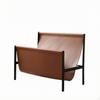 Portariviste in Metallo Design Inclinato Base a Quattro Gambe in Pelle