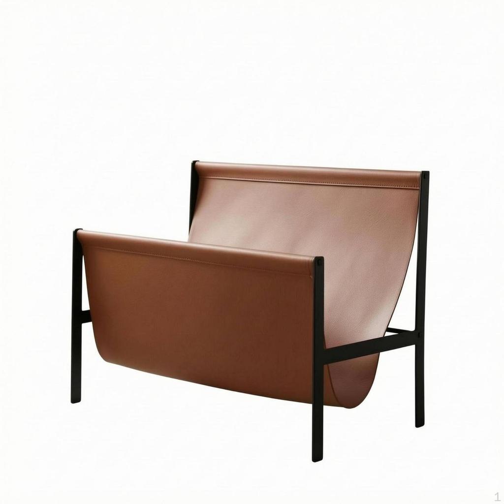 Portariviste in Metallo Design Inclinato Base a Quattro Gambe in Pelle