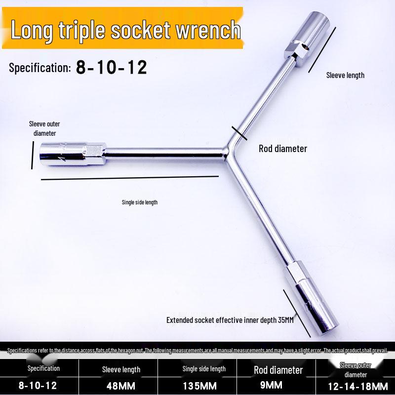 Triple Hex Socket Wrench Set for Car, Motorcycle, and EV Battery Repair