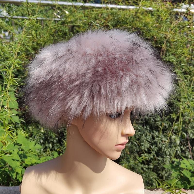 Unisex Thick Fur Dome Cap Retro Warm Flat Top Hat Outdoor Winter Accessories