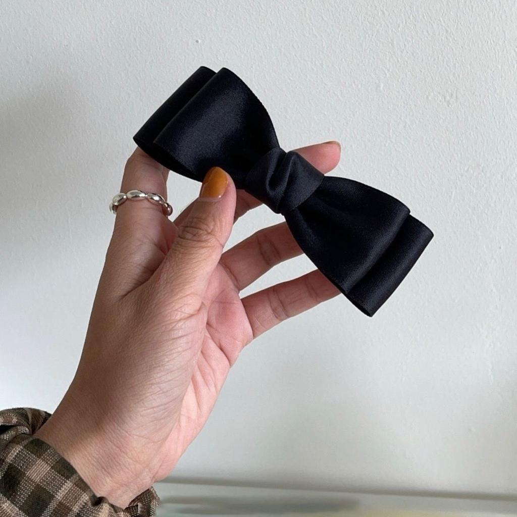 Women Korean Fashion Big Bow Spring Hair Clips Elegant Headwear for Girls Black Pink Hair Pin Simple Barrettes Hair Accessories