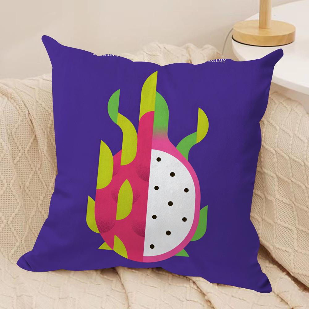 Fruits Anime Simple Cushion Cover Soft Plush Fabric Double-Sided Printed Sofa Cushion Cover for All Seasons Home Decor Gift