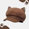 Japanese Style Cute Woolen Cat Ear Beret For Women Autumn And Winter Duckbill Octagonal Hat