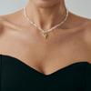 Simple and Fashionable Crystal CCB Bead Collarbone Necklace Ins Drip Oil Love Pendant Necklace for Women