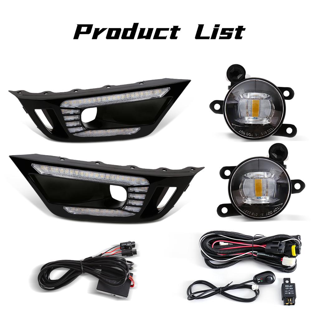 LED DRL Fog Lamps For Ford Ranger Raptor    Daytime Running Lights Car Front Bumper Driving Daylight White Yellow