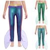 Kids Mermaid Pants Costume Fish Scales Print Ruffle Design King of the Seas Beachwear Halloween Party Outfit