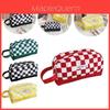 Stylish Checkerboard Pencil Case Large Capacity Canvas Stationery Bag