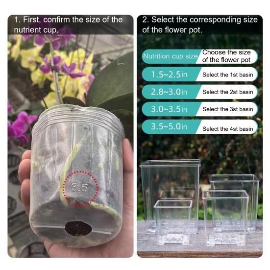 Flowerpot Acrylic Transparent Orchid Planter Breathable Hydrophobic Bottom Drainage Plant Pot Tuber Growth Planter