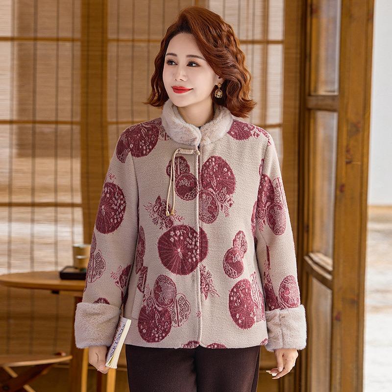 

Зимняя одежда утолщенная куртка женственность теплая бархатная кофта стеганая куртка пожилая женщина стеганая куртка 5XL [recommended 150-80kg] бежевый