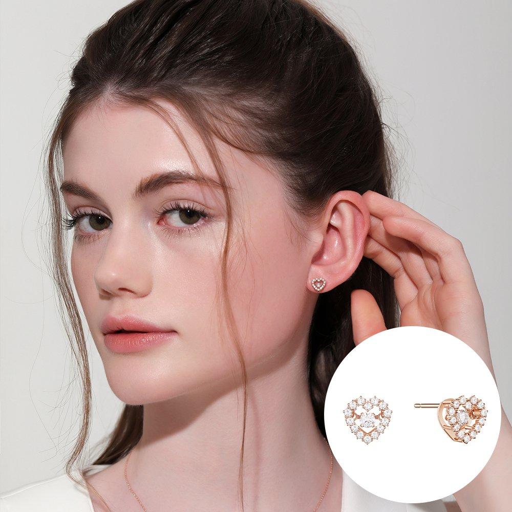 [Rosemont] Silver Petite Etoile (Dancing Jewelry) Heart Earrings Rc24B38N
