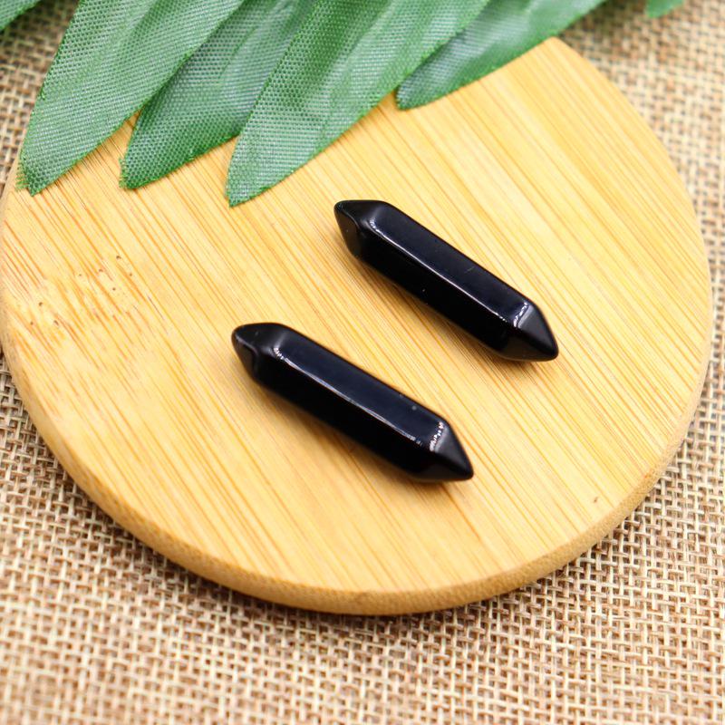 8x32mm Natural Stone Hexagonal Bullet Pendant, Faceted Yoga Crystal for DIY Necklace