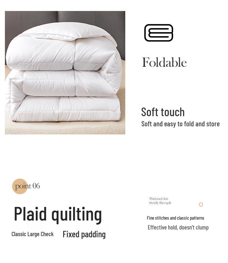 Luxurious Five-Star Hotel Quality Quilt – Winter Thick, Feather Silk Core, Summer Cool, Single/Double Sizes Available.
