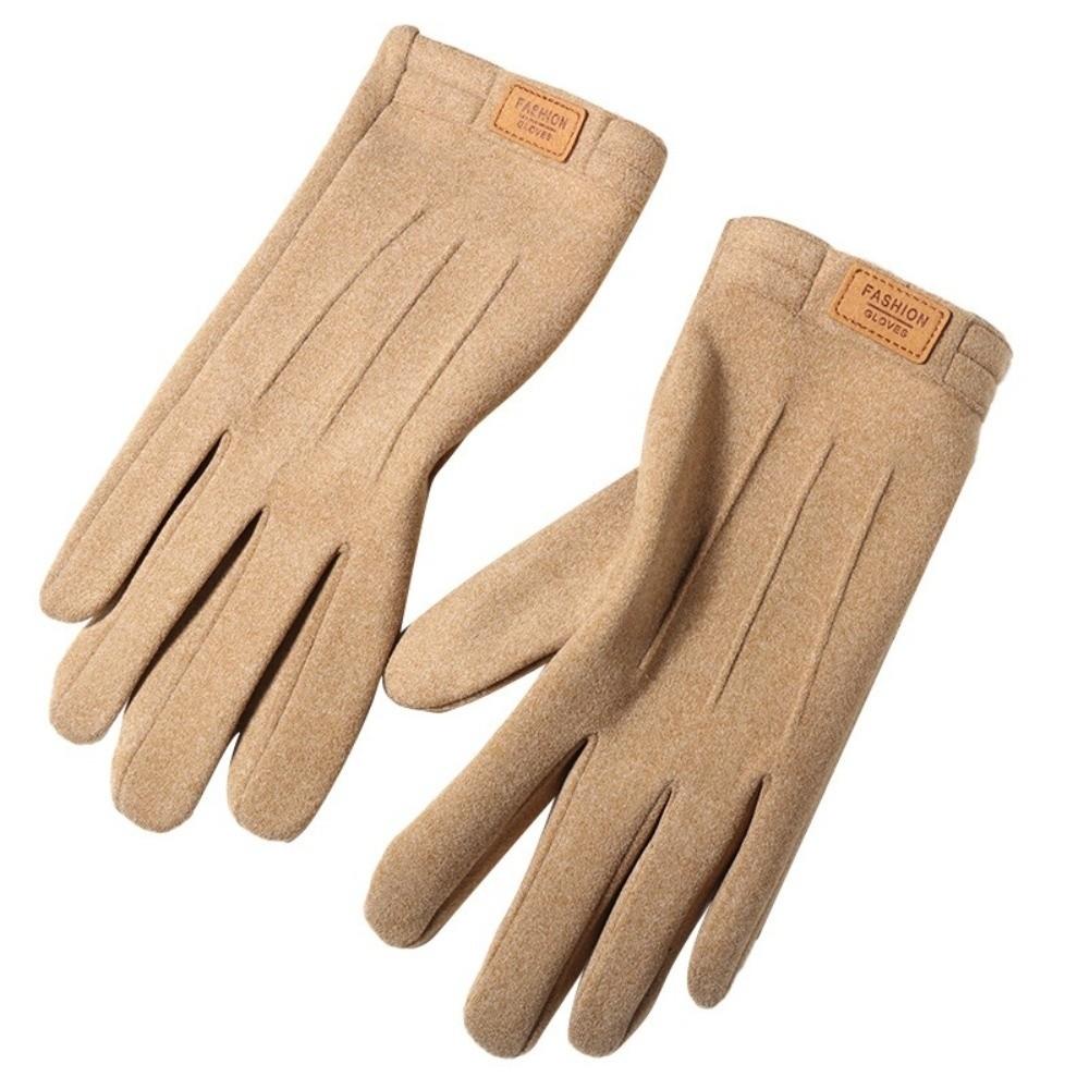 Touch Screen Keep Warm Gloves Solid Color Winter Mittens Thickened Thermal Gloves Man