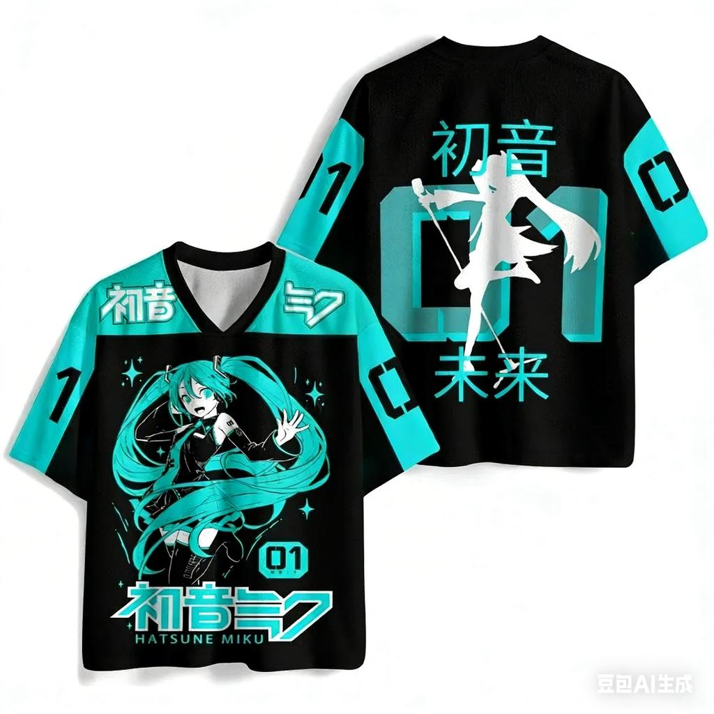 2026 Summer Hot Sale Fashion New Animation Hatsune Miku T-shirt 3D Print Fitness Hip Hop Street Round Neck T-shirt Large