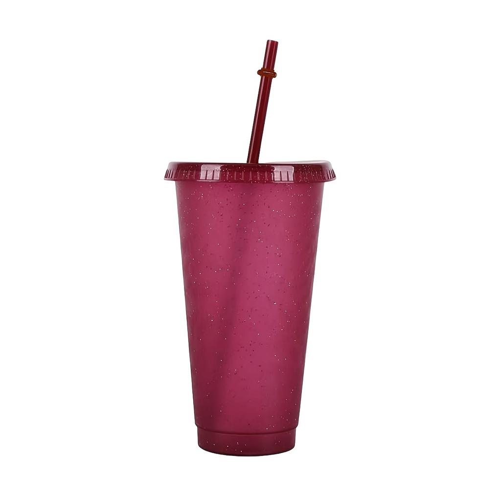 1/5Pcs Reusable Plastic Cup, 710ml Drinkware Tumblers, Coloured Acrylic Cups Tumblers with Lids and Straws, Plastic Bulk Cup
