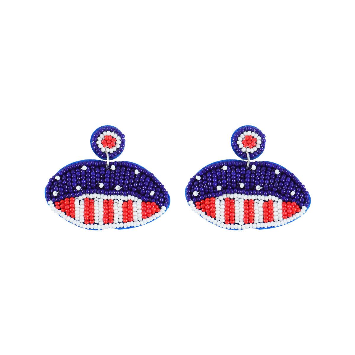 

Popular USA Independence Day earrings, creative hand-woven rice bead earrings earrings