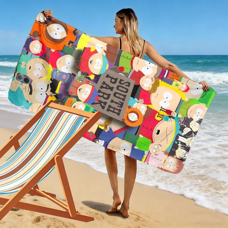 Cartoon Park South Print Beach Towel, Large Soft Quick Dry Towel for Beach Camping Swimming