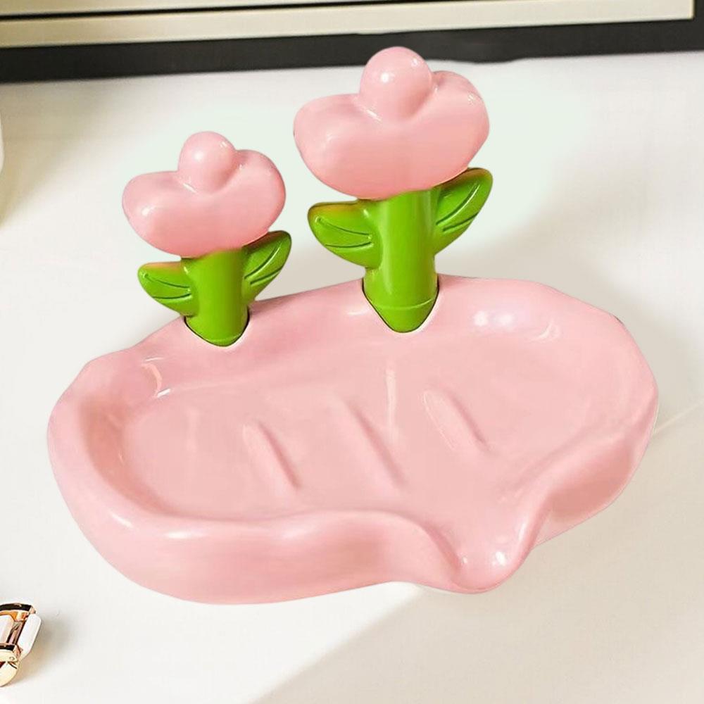 

Creative Floral Soap Box Draining Non-slip Soap Dish Plastic Soap Holder Without Water Accumulation Bathroom Accessories розовый