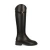 Cowhide Leather Slant Boots Buckle Thick Heel High Knight Boots Women's Boots