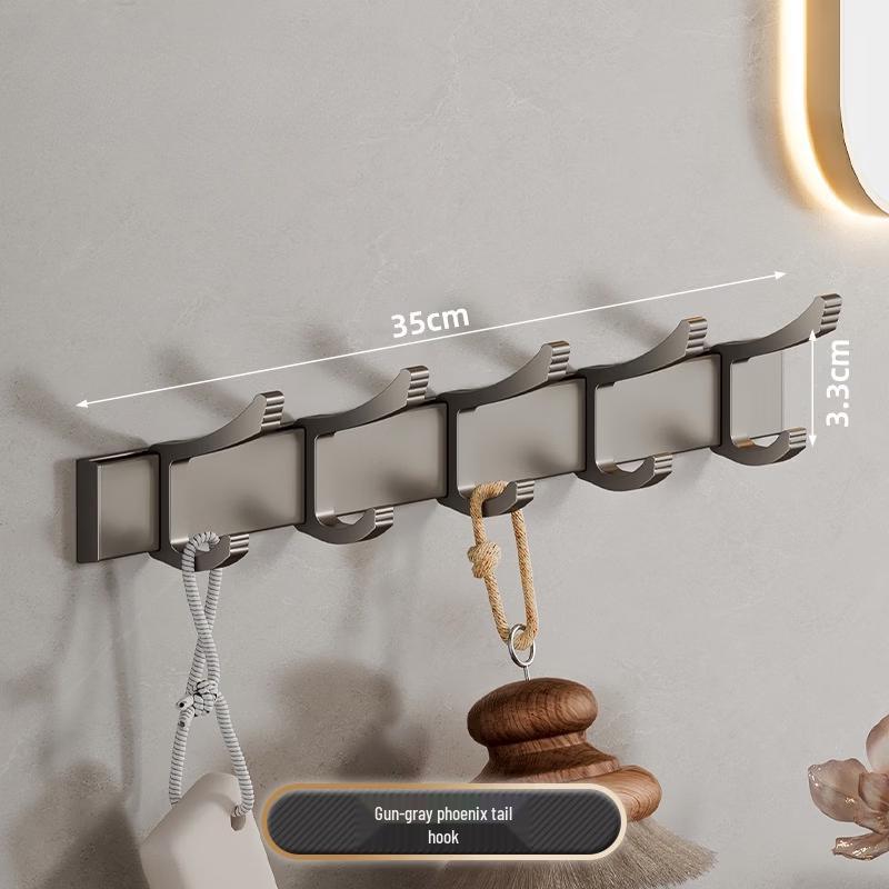 No-Drill Space Aluminum Towel Rack with Phoenix Tail Hooks