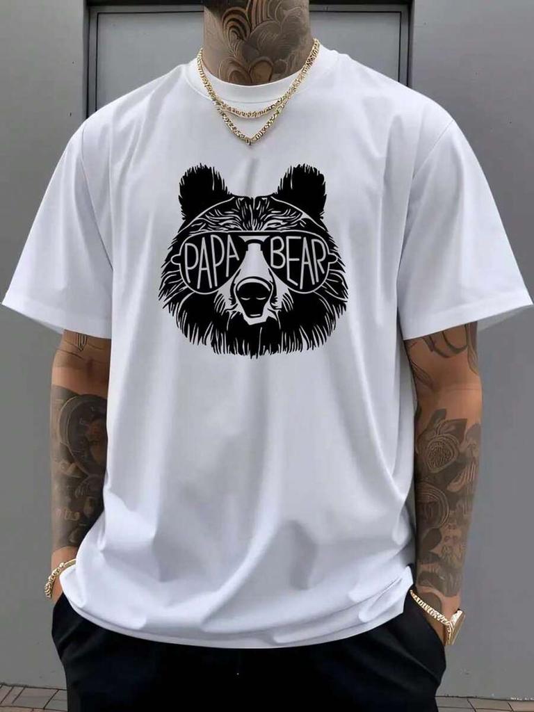 Schwarzbär Grafik Unisex T-Shirt, Kurzarm Rundhals Freizeit Oberteil