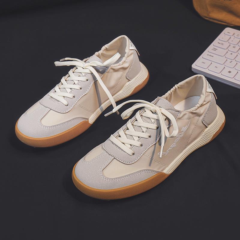 

Туфли на платформе белые женские новые осенние универсальные повседневные студенческие кроссовки на шнуровке кроссовки женская обувь мода 40 бежевый