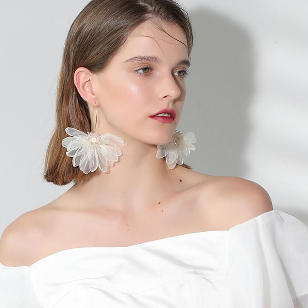 Handmade Multicolor Flower Long Earrings - European & American Holiday Style