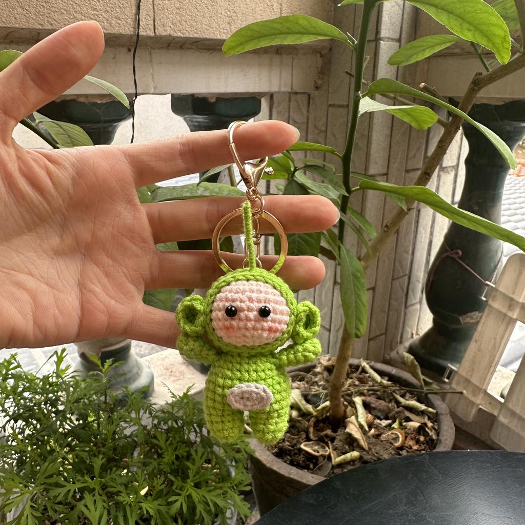 Handmade wool crocheted cartoon sunny day doll dog pig sheep chicken fox rabbit animal diy doll head key chain bag decoration